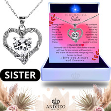 Knot Heart CUSTOM Sister Necklace Gift Ideas Birthday Gifts for Women ANDREO