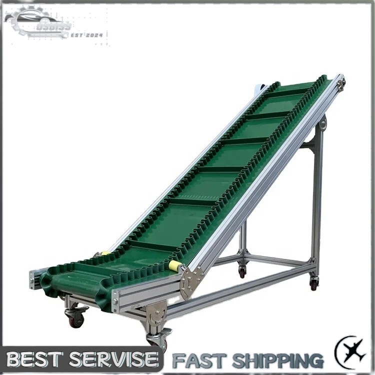 Transportador de cinta de escalada de PVC inclinado para carga y descarga de materiales mercancías