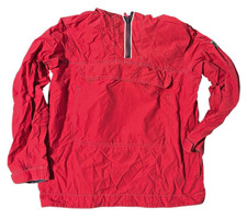 Lands End Kid's Red Foldable Half Zip Anorak Jacket with a Hood, Medium 10-12