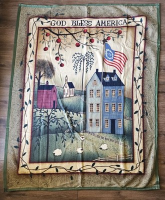 Imagination Books God Bless America Throw Blanket Colonial Home Flag Sheep