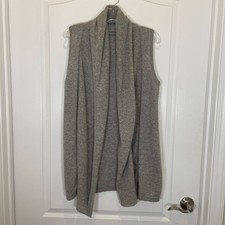 "In Cashmere" 100 Gray Open Front Vest Layering Drape Minimalist Cozy M