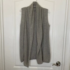 "In Cashmere" 100% Gray Open Front Vest Layering Drape Minimalist Cozy M