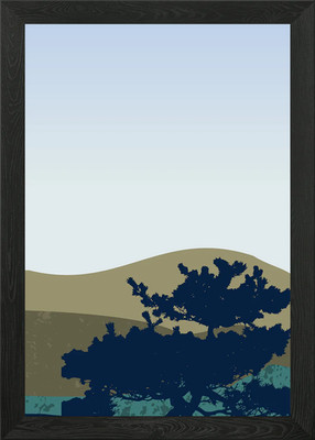 Tropischer Baum Berg Gerahmtes Wandbild Poster Leinwanddruck Bild