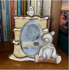 Michael's Brushed Metal and Enamel Baby Picture Frame