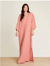 NWt Barefoot Dreams L Sun Soaked Crinkle Cotton V-neck Caftan 125957