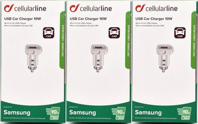 3x Cellularline USB KFZ Charger Ladegerät Kit 2A 10W 12/24V weiß