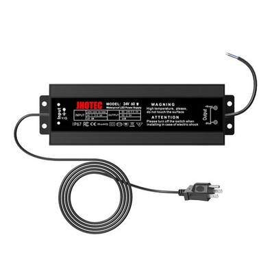 LED Driver 60W,Waterproof IP67 Power Supply AC100-264V to 24V DC 2.5A Low Vol...