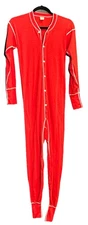 Rib Knit Mens Cotton Blend Red Union Suit Long Johns Cozy Stretch Base Layer Med