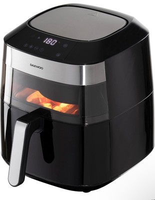 Daewoo Digitale Luftfritteuse mit Sichtfenster 60 Minuten Timer 1700W 7 Liter Schwarz