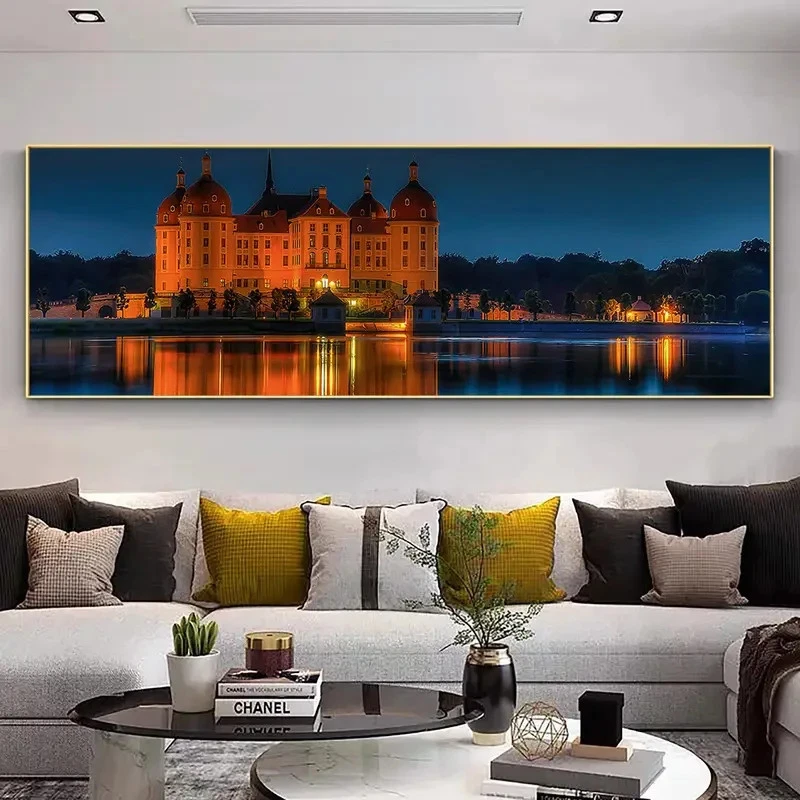 Panoramic Elegant Castle Canvas Wall Art Canvas Wall Art Home Decor
