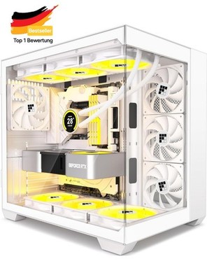 PC Gehäuse - Vorinstallierte 4 ohne RGB-Lüfter, ATX Mid-Tower Gaming PC Gehäuse