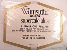 Solid White Fitted Twin Sheet Luxurious Percale Supercale Plus Vtg Wamsutta O
