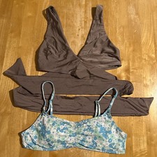 2x Bikini Tops, Brown ASOS UK10 And Floral Cotton on Body UK Small