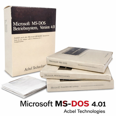 Microsoft MS-DOS 4.01 Acbel Technologies 5.25'' NEW Complete Box GW-BASIC DOS