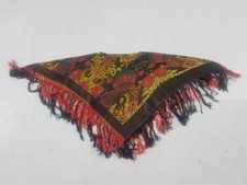 Vintage Gorgeous WWII Taj Mahal Silk Brocade Fringed Piano Shawl 118x55cm