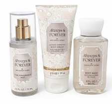 Bath  Body Works ALWAYS  FOREVER Shower Gel, Body Cream, and Mist Travel Size