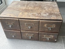 Rare Vintage 6 Drawer Wooden Card Catalogue Filing cabinet. Original condition. 