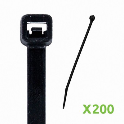 12 Inch Nylon UV Resistant Cable Wire Zip Tie 120 lbs Black 200 Pack Lot Pcs Qty