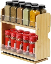 2 Tier Pull Out Spice Rack Organizer Bamboo Sliding Spice Rack Kitchen Cabinet
