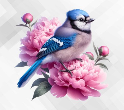 Floral Blue Eichelhäher Vogel Wand Vinyl Aufkleber Abziehbild Ko53