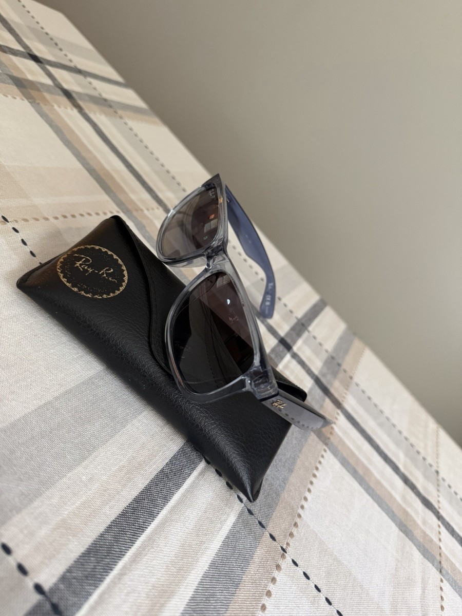 Ray-Ban Polarized Square Sunglasses Women Clear Plastic Frame Gray