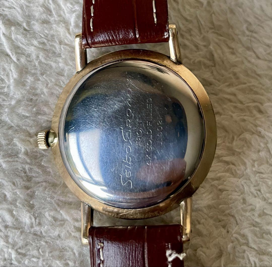 Seiko Gold Tone 26mm Date Womens Watch Brown Leather V782-8E50 w New Battery Women's Seiko Watch Brown Leather Strap SWR072 – Walter  main image 4