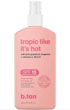 3 b.tan Tropic Like It's Hot SPF 15 Deep Tanning Oil Dry Mist Outdoor Bronzing