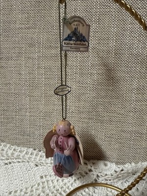 Kathe Wohlfahrt Angel Hand Painted Wooden Christmas Ornament Germany As Is