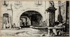 Malcolm Osborne (1880-1963) Signed Etching - The Fountain Carcassonne France