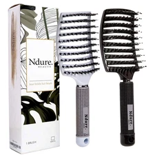 Performore Vented Boar Bristle Styling Hairstreaq Detangling Brush, Single White