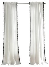 Pom Curtain | Textured, Solid Color Vintage Chic Style Window Panel for Livin...