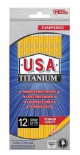 USA Titanium Premium Wood #2 Pencils, Sharpened, Long Lasting Erasers (12 Count)