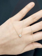 0.30 Carat Bezel Set Diamond Necklace, Lab Grown Diamond Bezel Set Necklace