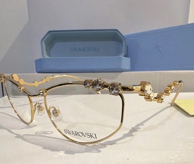 Swarovski Women Gold Cat Eye Full Rim Metal Eyeglasses SK1015 55-19-140
