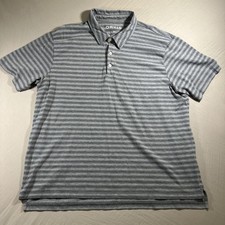 Orvis Short Sleeve Polo Shirt Men s Size XL Grey Stripped Cotton Polyester