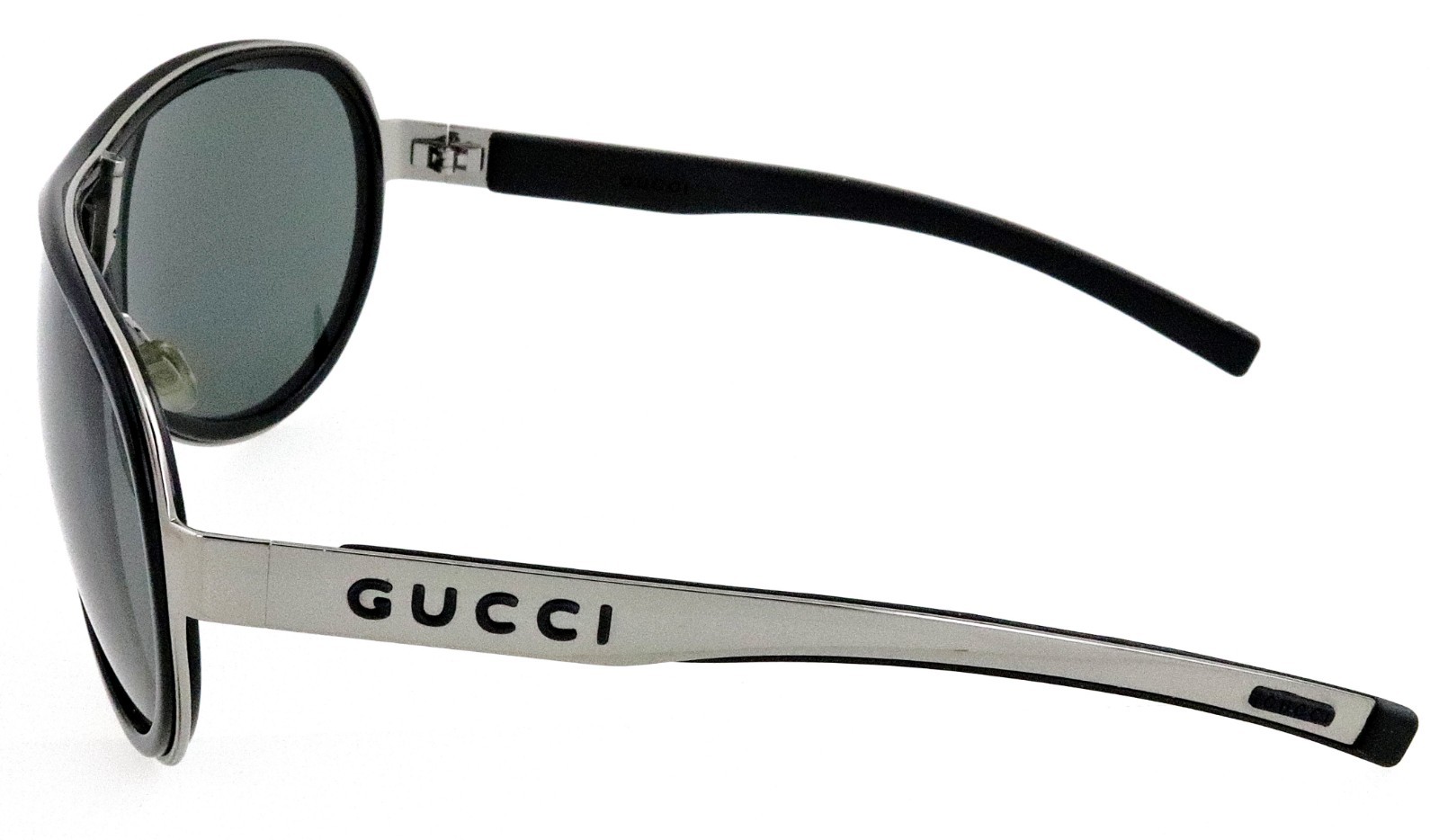 New GUCCI GG1566/S REE95 66mm Black Silver Aviator Sunglasses Italy Unisex image 3