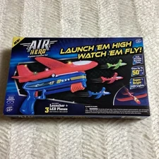 Air Hero Airplane Launcher Set Watch Em Fly 3 LED Planes Durable Foam Up To 50FT