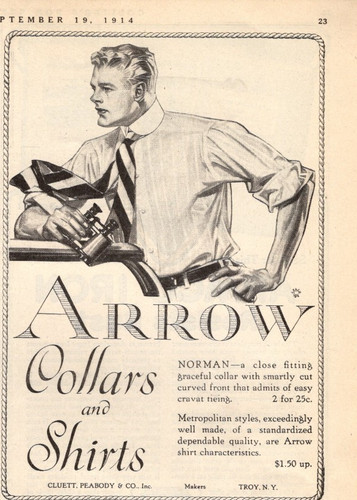 1914 J C Leyendecker Original Arrow Collar ad from Collier's- Rare Blond man