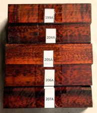5 pcs 1.5" x 1.5" x 6" Figured Snakewood turnings