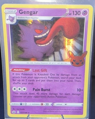 Pokémon Gengar TCG Stamped Card Halloween Trick or Trade, Holo Rare, 057/198