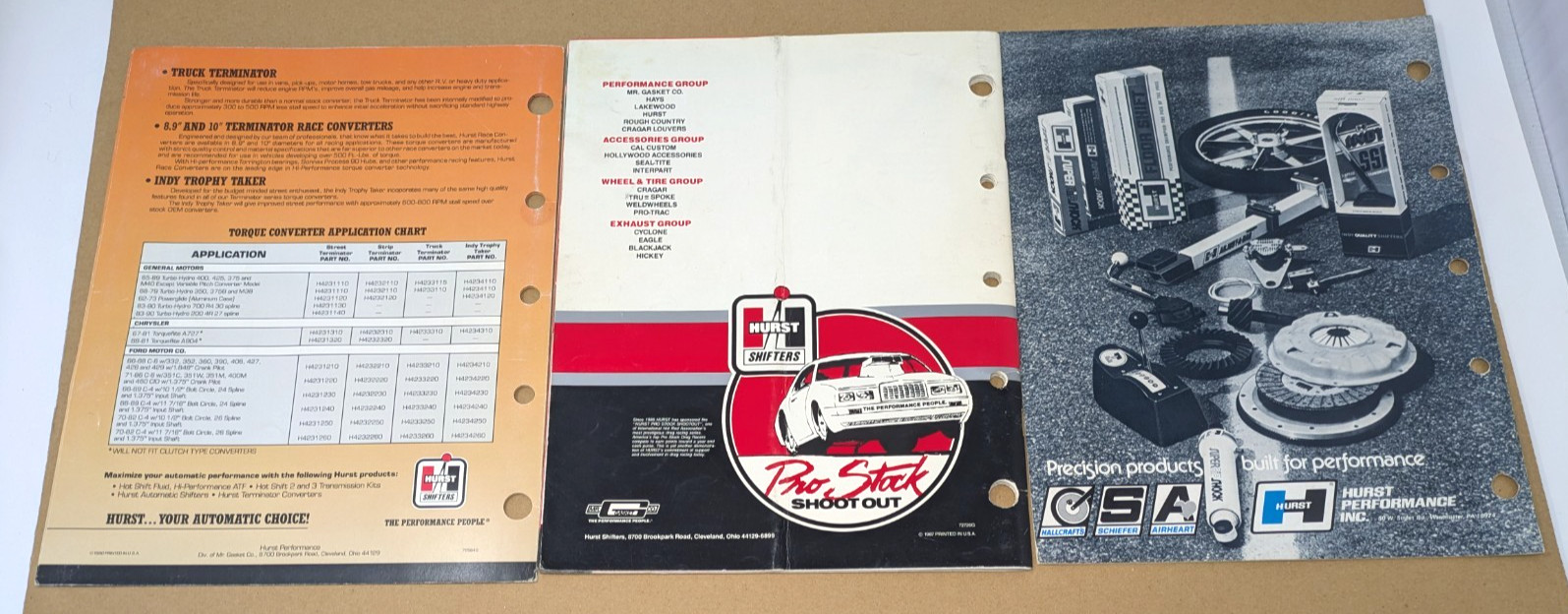 VINTAGE 1975 1987 HURST INDY CATALOG BROCHURES SHIFTERS & ACCESSORIES HOT ROD