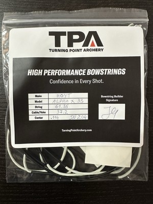 TPA Hoyt Alpha X 33 Custom Bow String and Cables. White w/black Serving 