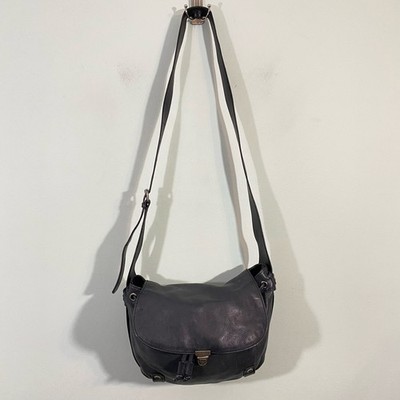 Foley + Corinna Women's Dark Grey Leather Saddle Crossbody Bag 