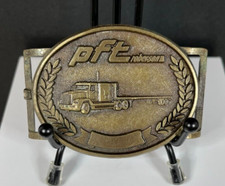 Vintage PFT Roberson Pre-Fab Transit Co. Solid Brass Slip Through Belt Buckle