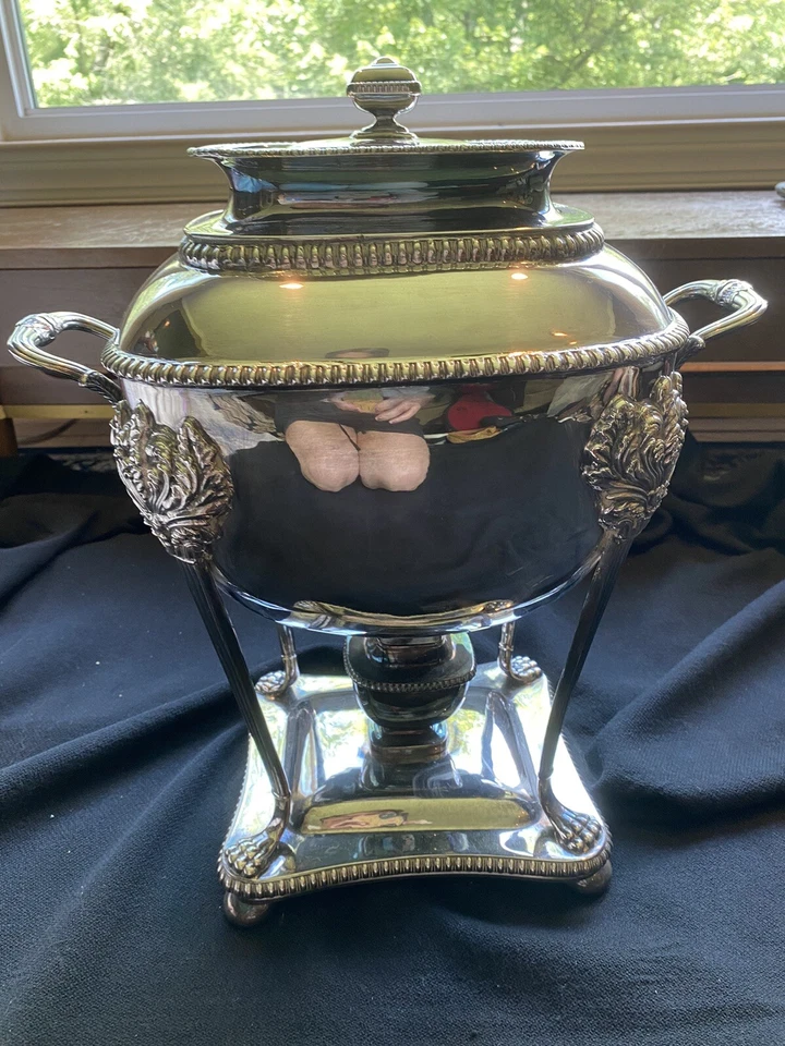 Urna de agua caliente georgiana antigua placa de plata Sheffield C. 1810 Foto 4 de 4