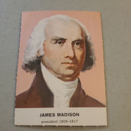 Tarjeta coleccionable Golden Press Presidents 1960 #4 de James Madison en muy buen estado/ex - Imagen 2 de 9