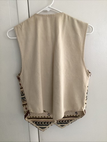 Vintage New Directions Womens Vest Medium Beige Beaded Artsy Boho 90s - Picture 7 of 7