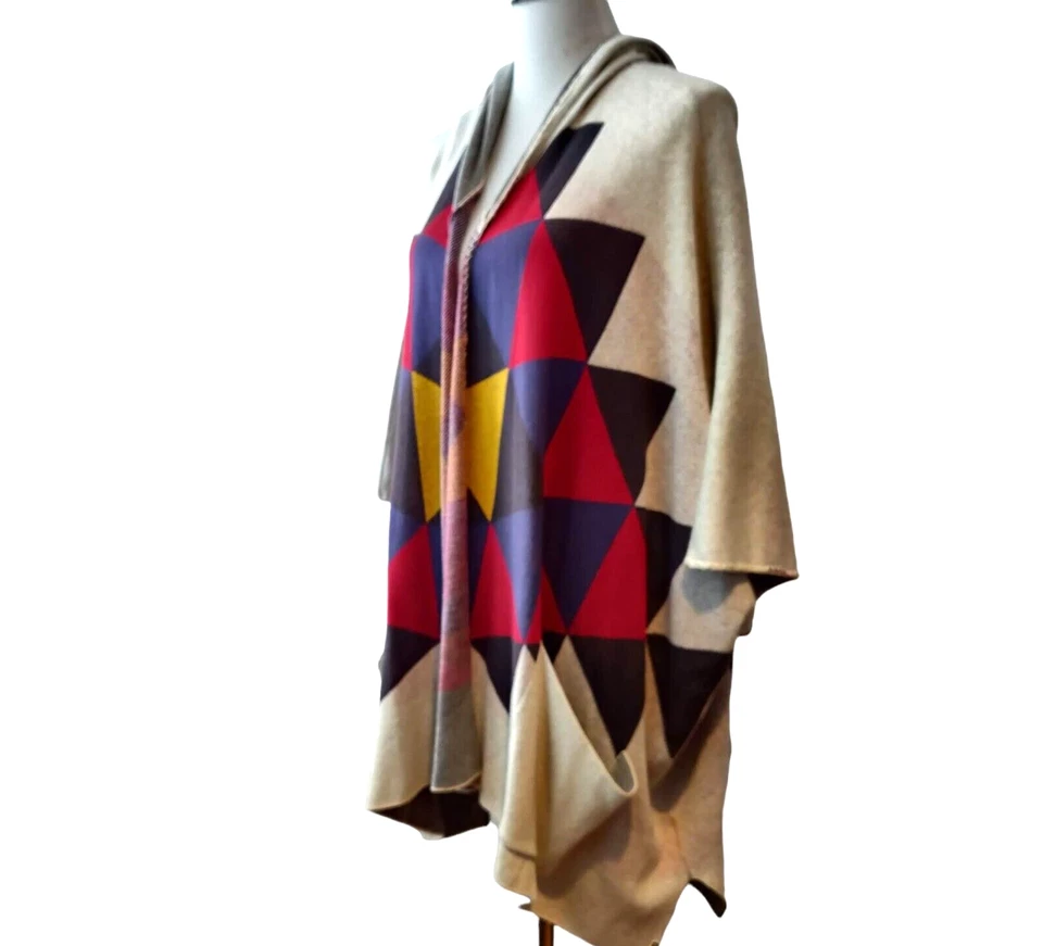 Billabong женщин цветной геометрический с капюшоном открытый передние карманы кардиган прикрытие M - Изображение 2 из 4