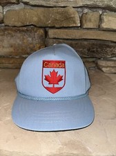 Canada Emblem Trucker Hat Travel Souvenir Pale Blue SnapBack Vintage