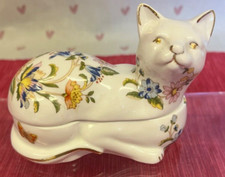 Aynsley Cottage Garden Cat Trinket Excellent Condition. Bone China. MCM. Vintage